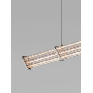 Lampa wisząca podłużna modern Modena LED 2700K 88cm przeźroczysty akryl / satynowy nikiel / czarny