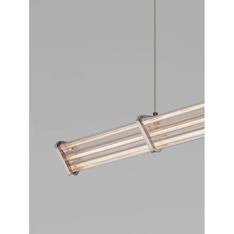 Lampa wisząca podłużna modern Modena LED 2700K 88cm przeźroczysty akryl / satynowy nikiel / czarny