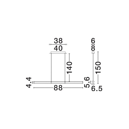 Lampa wisząca podłużna modern Modena LED 2700K 88cm przeźroczysty akryl / satynowy nikiel / czarny