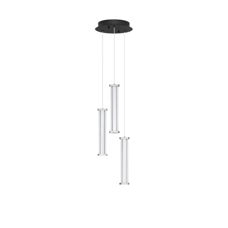 Lampa wisząca modern 3 punktowa Modena LED 3000K 25cm przeźroczysty akryl / satynowy nikiel / czarny