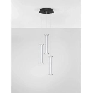 Lampa wisząca modern 3 punktowa Modena LED 3000K 25cm przeźroczysty akryl / satynowy nikiel / czarny