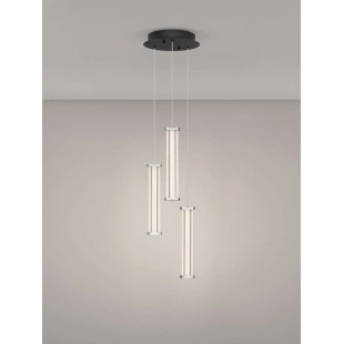 Lampa wisząca modern 3 punktowa Modena LED 3000K 25cm przeźroczysty akryl / satynowy nikiel / czarny
