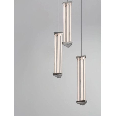 Lampa wisząca modern 3 punktowa Modena LED 3000K 25cm przeźroczysty akryl / satynowy nikiel / czarny