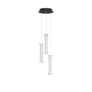 Lampa wisząca modern 3 punktowa Modena LED 2700K 25cm przeźroczysty akryl / satynowy nikiel / czarny