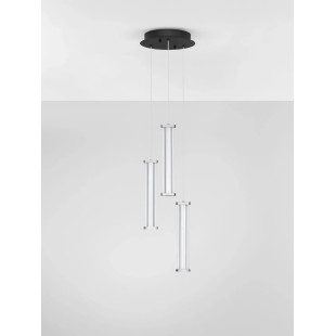 Lampa wisząca modern 3 punktowa Modena LED 2700K 25cm przeźroczysty akryl / satynowy nikiel / czarny