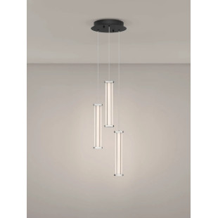 Lampa wisząca modern 3 punktowa Modena LED 2700K 25cm przeźroczysty akryl / satynowy nikiel / czarny