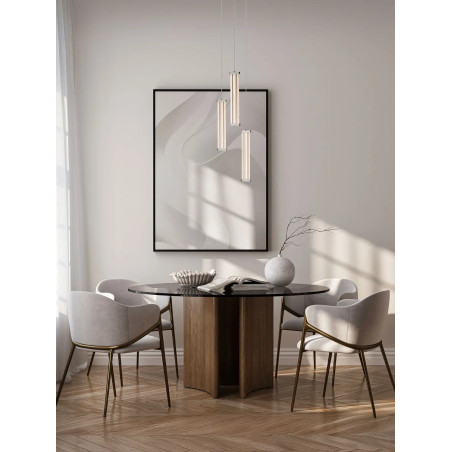Lampa wisząca modern 3 punktowa Modena LED 2700K 25cm przeźroczysty akryl / satynowy nikiel / czarny