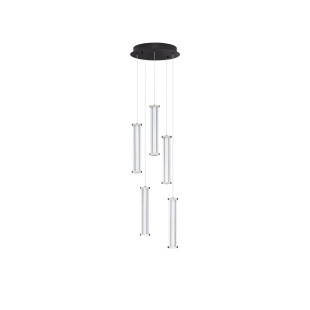 Lampa wisząca modern 5 punktowa Modena LED 3000K 32cm przeźroczysty akryl / satynowy nikiel / czarny