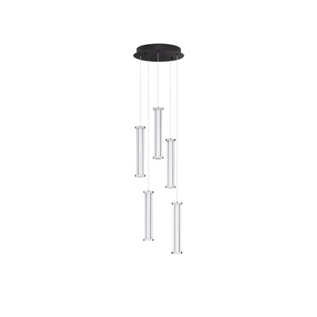 Lampa wisząca modern 5 punktowa Modena LED 3000K 32cm przeźroczysty akryl / satynowy nikiel / czarny