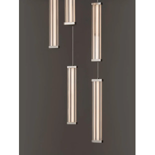 Lampa wisząca modern 5 punktowa Modena LED 3000K 32cm przeźroczysty akryl / satynowy nikiel / czarny