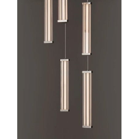 Lampa wisząca modern 5 punktowa Modena LED 3000K 32cm przeźroczysty akryl / satynowy nikiel / czarny