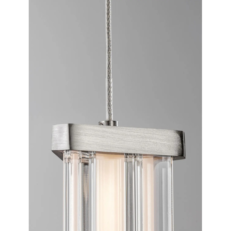 Lampa wisząca modern 5 punktowa Modena LED 3000K 32cm przeźroczysty akryl / satynowy nikiel / czarny