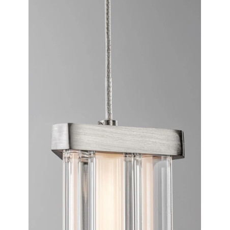 Lampa wisząca modern 5 punktowa Modena LED 3000K 32cm przeźroczysty akryl / satynowy nikiel / czarny