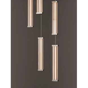 Lampa wisząca modern 5 punktowa Modena LED 2700K 32cm przeźroczysty akryl / satynowy nikiel / czarny