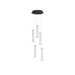 Lampa wisząca modern 5 punktowa Modena LED 2700K 32cm przeźroczysty akryl / satynowy nikiel / czarny