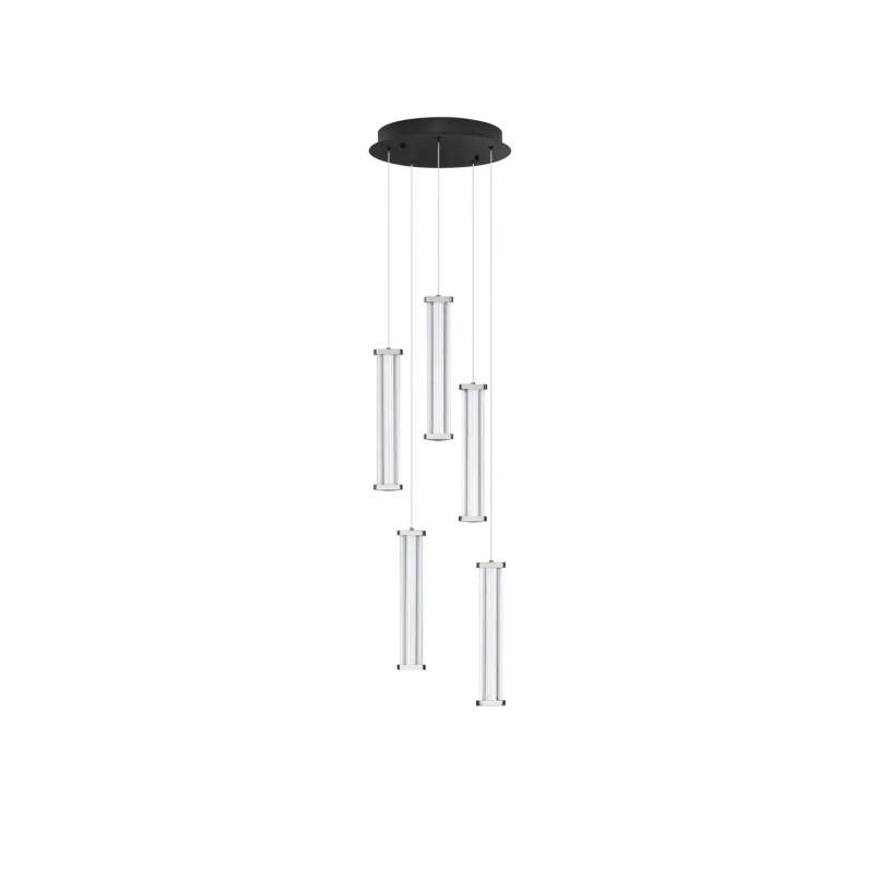 Lampa wisząca modern 5 punktowa Modena LED 2700K 32cm przeźroczysty akryl / satynowy nikiel / czarny