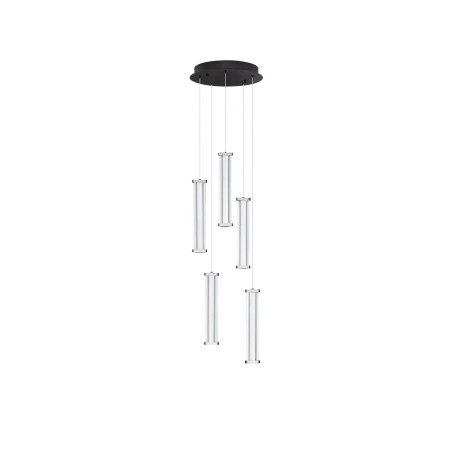 Lampa wisząca modern 5 punktowa Modena LED 2700K 32cm przeźroczysty akryl / satynowy nikiel / czarny