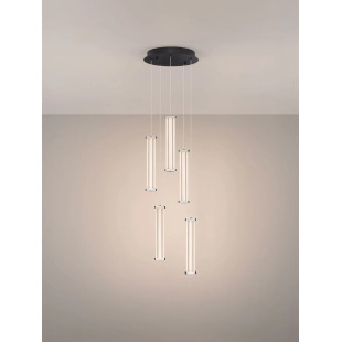 Lampa wisząca modern 5 punktowa Modena LED 2700K 32cm przeźroczysty akryl / satynowy nikiel / czarny