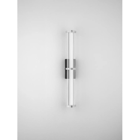 Kinkiet pionowy modern Modena 46cm LED 3000K IP44 przeźroczysty akryl / satynowy nikiel / czarny