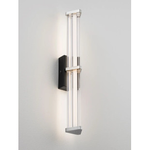 Kinkiet pionowy modern Modena 46cm LED 3000K IP44 przeźroczysty akryl / satynowy nikiel / czarny