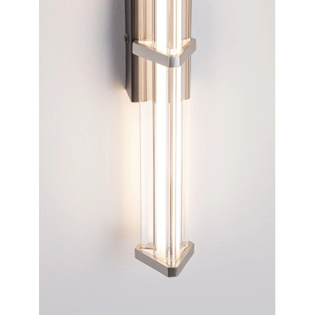 Kinkiet pionowy modern Modena 46cm LED 3000K IP44 przeźroczysty akryl / satynowy nikiel / czarny