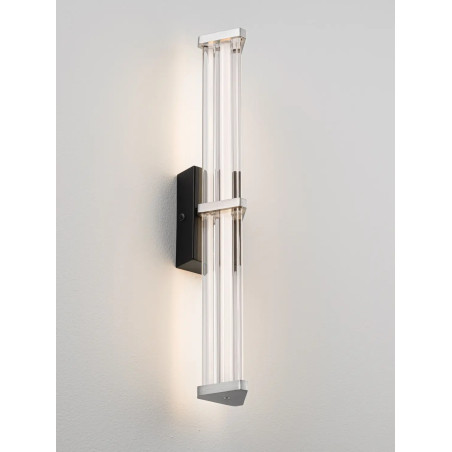 Kinkiet pionowy modern Modena 46cm LED 2700K IP44 przeźroczysty akryl / satynowy nikiel / czarny