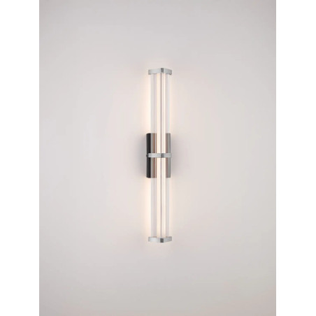 Kinkiet pionowy modern Modena 46cm LED 2700K IP44 przeźroczysty akryl / satynowy nikiel / czarny