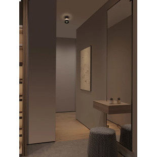 Plafon szklany ryflowany w stylu modern-retro Limidi 8cm ściemniacz LED 2700-3000K szkło przeźroczyste / czarny