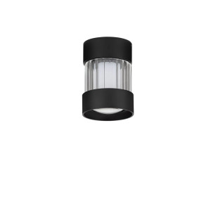 Plafon szklany ryflowany w stylu modern-retro Limidi 8cm ściemniacz LED 2700-3000K szkło przeźroczyste / czarny