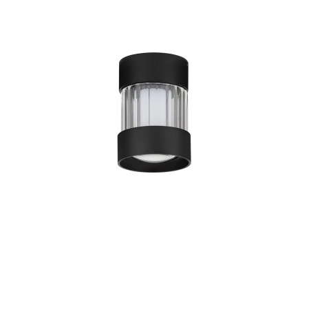 Plafon szklany ryflowany w stylu modern-retro Limidi 8cm ściemniacz LED 2700-3000K szkło przeźroczyste / czarny