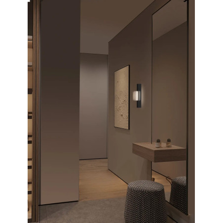 Kinkiet szklany ryflowany w stylu modern-retro Limidi H25cm ściemniacz LED 2700-3000K szkło przeźroczyste / czarny