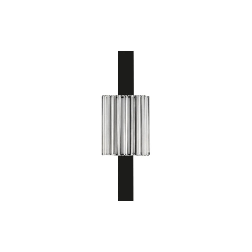 Kinkiet szklany ryflowany w stylu modern-retro Limidi H25cm ściemniacz LED 2700-3000K szkło przeźroczyste / czarny
