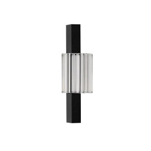Kinkiet szklany ryflowany w stylu modern-retro Limidi H25cm ściemniacz LED 2700-3000K szkło przeźroczyste / czarny