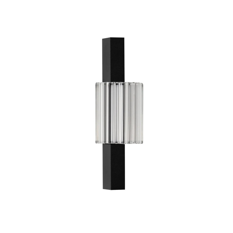 Kinkiet szklany ryflowany w stylu modern-retro Limidi H25cm ściemniacz LED 2700-3000K szkło przeźroczyste / czarny