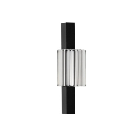 Kinkiet szklany ryflowany w stylu modern-retro Limidi H25cm ściemniacz LED 2700-3000K szkło przeźroczyste / czarny
