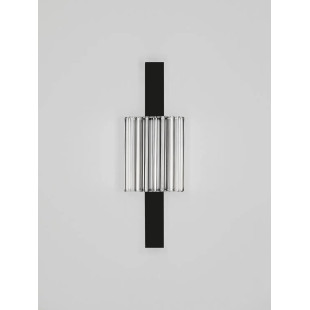 Kinkiet szklany ryflowany w stylu modern-retro Limidi H25cm ściemniacz LED 2700-3000K szkło przeźroczyste / czarny