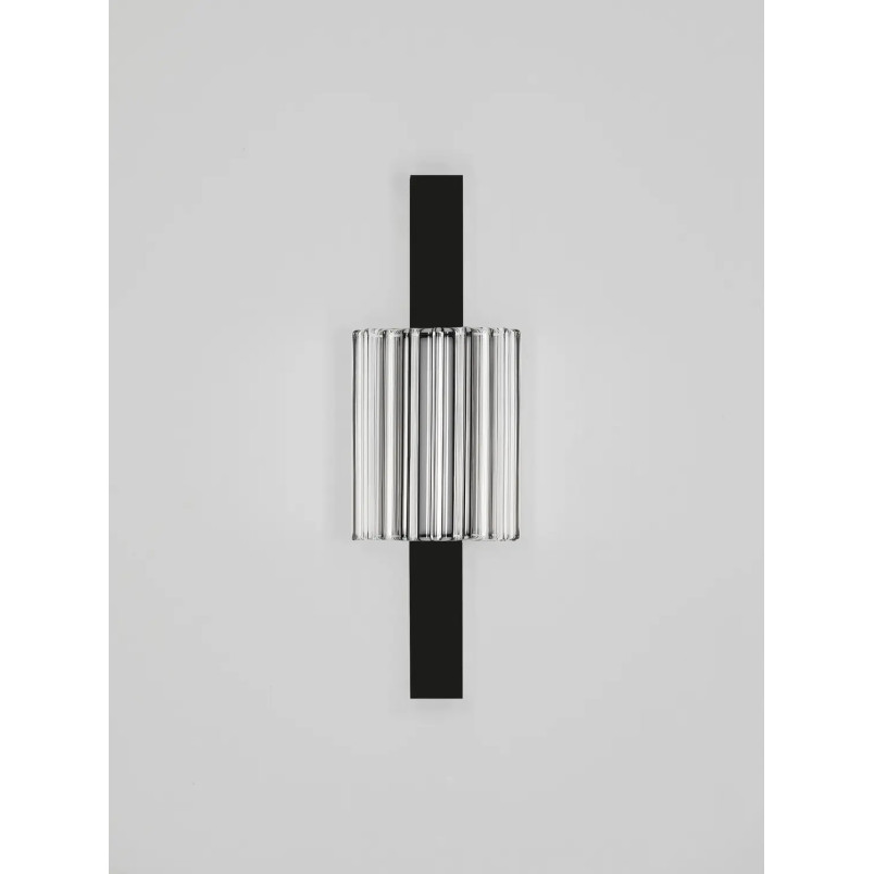 Kinkiet szklany ryflowany w stylu modern-retro Limidi H25cm ściemniacz LED 2700-3000K szkło przeźroczyste / czarny