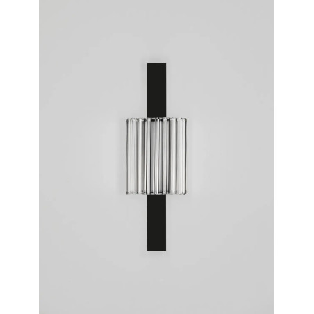 Kinkiet szklany ryflowany w stylu modern-retro Limidi H25cm ściemniacz LED 2700-3000K szkło przeźroczyste / czarny