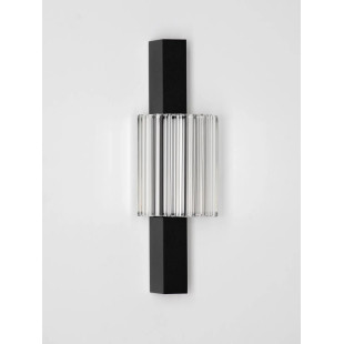 Kinkiet szklany ryflowany w stylu modern-retro Limidi H25cm ściemniacz LED 2700-3000K szkło przeźroczyste / czarny