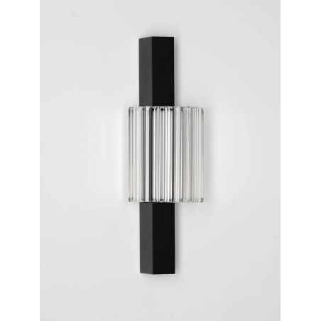 Kinkiet szklany ryflowany w stylu modern-retro Limidi H25cm ściemniacz LED 2700-3000K szkło przeźroczyste / czarny