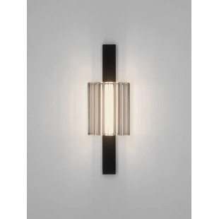 Kinkiet szklany ryflowany w stylu modern-retro Limidi H25cm ściemniacz LED 2700-3000K szkło przeźroczyste / czarny