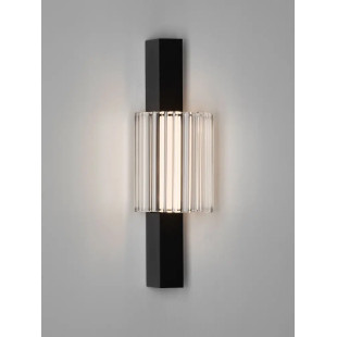 Kinkiet szklany ryflowany w stylu modern-retro Limidi H25cm ściemniacz LED 2700-3000K szkło przeźroczyste / czarny
