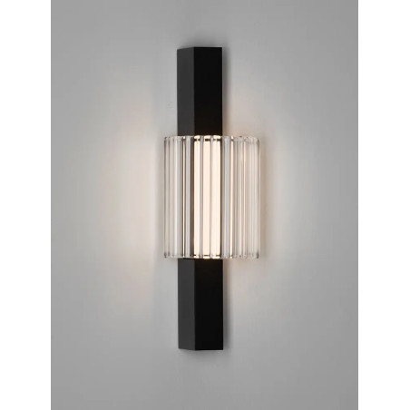 Kinkiet szklany ryflowany w stylu modern-retro Limidi H25cm ściemniacz LED 2700-3000K szkło przeźroczyste / czarny