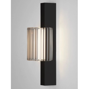 Kinkiet szklany ryflowany w stylu modern-retro Limidi H25cm ściemniacz LED 2700-3000K szkło przeźroczyste / czarny
