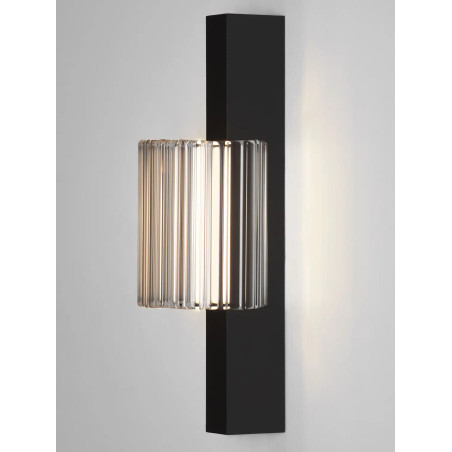 Kinkiet szklany ryflowany w stylu modern-retro Limidi H25cm ściemniacz LED 2700-3000K szkło przeźroczyste / czarny