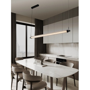Lampa podłużna szklana z ryflowanym kloszem Limidi 131cm ściemniacz LED 2700-3000K szkło przeźroczyste / czarny