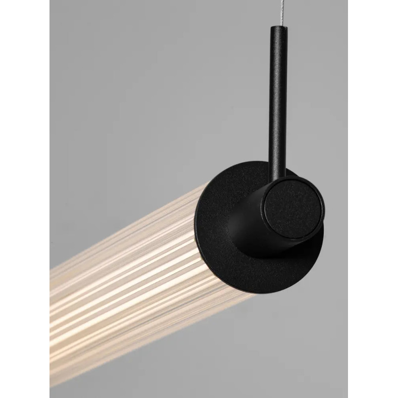 Lampa podłużna szklana z ryflowanym kloszem Limidi 131cm ściemniacz LED 2700-3000K szkło przeźroczyste / czarny
