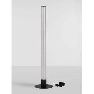 Lampa podłogowa szklana z ryflowanym kloszem w stylu modern-retro Limidi H130cm ściemniacz LED 2700-3000K szkło przeźroczyste / 