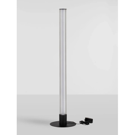 Lampa podłogowa szklana z ryflowanym kloszem w stylu modern-retro Limidi H130cm ściemniacz LED 2700-3000K szkło przeźroczyste / 