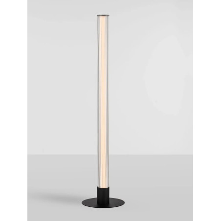 Lampa podłogowa szklana z ryflowanym kloszem w stylu modern-retro Limidi H130cm ściemniacz LED 2700-3000K szkło przeźroczyste / 